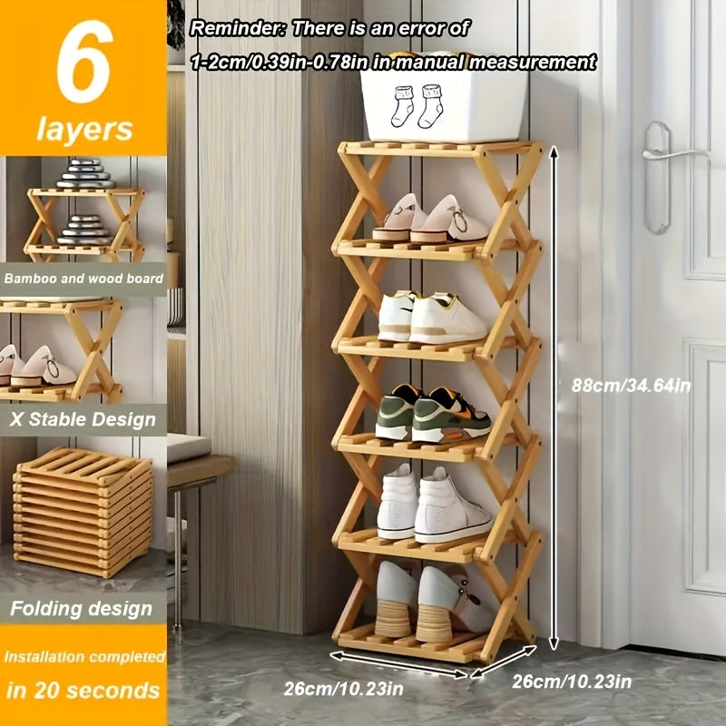 Étagère à Chaussures en Bambou Intelligent – Compacte et Pratique pour Chaque Entrée