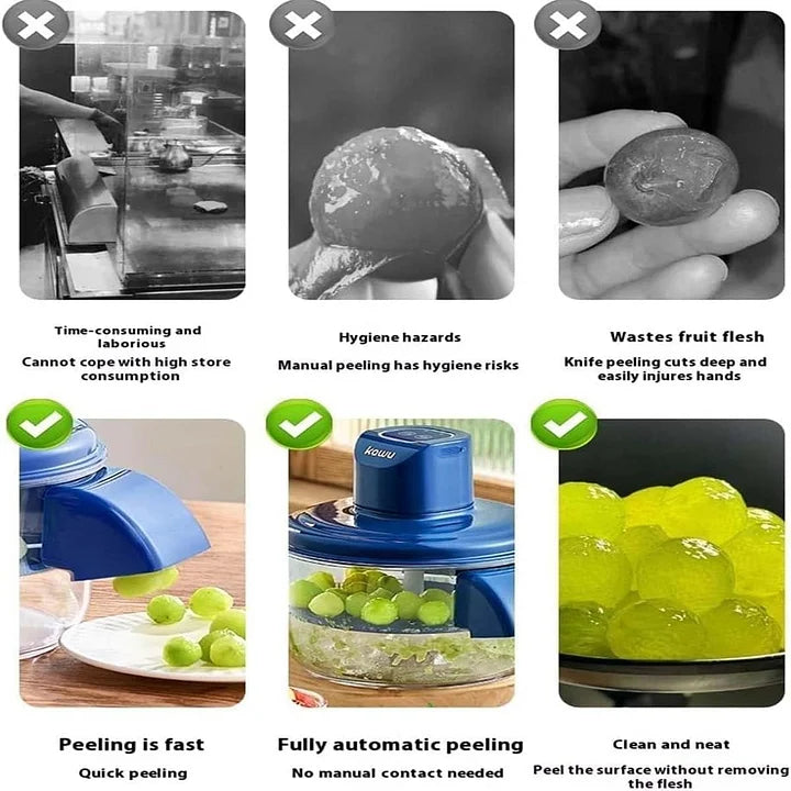 Éplucheur de fruits automatique | Rechargeable & Acier inoxydable | Moteur de 50W & Lame de précision | Épluchage rapide & propre