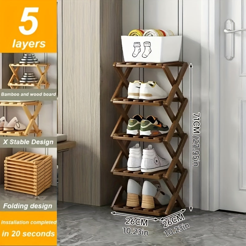 Étagère à Chaussures en Bambou Intelligent – Compacte et Pratique pour Chaque Entrée