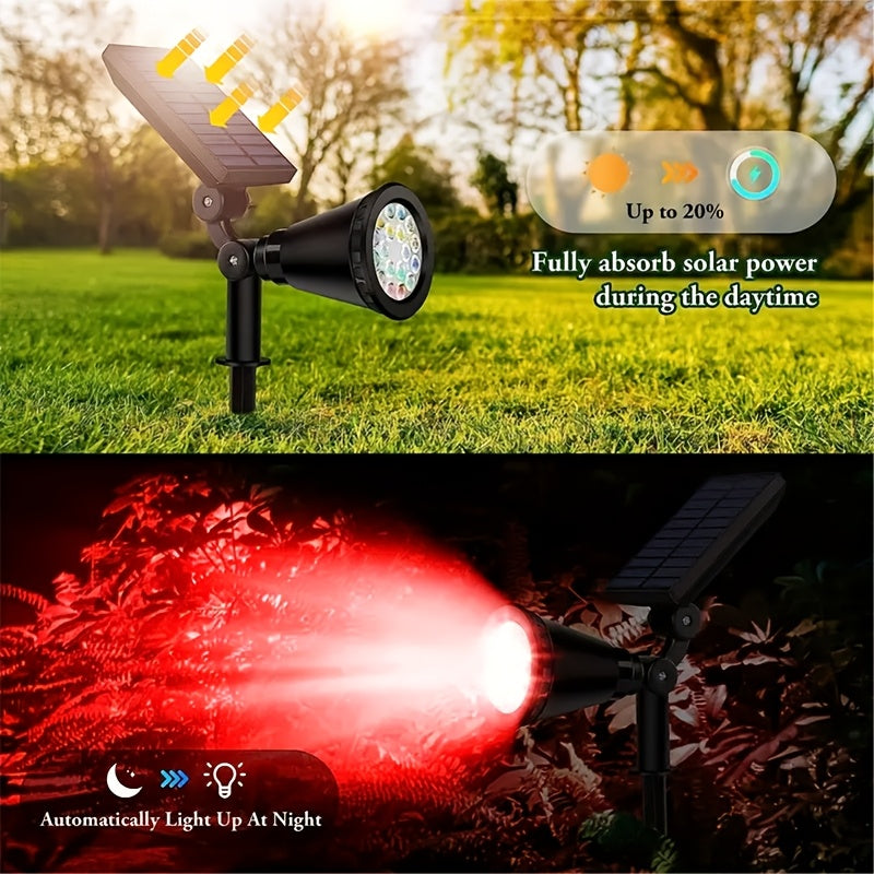 SOLARGLOW - Lampes de paysage solaires extérieures 2-Pack, projecteurs LED avec 3 niveaux de gradation et étanchéité IP44