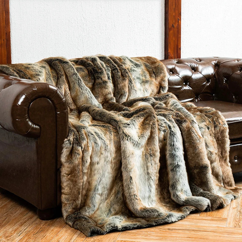 Plaid en Fausse Fourrure pour Canapé et Chambre