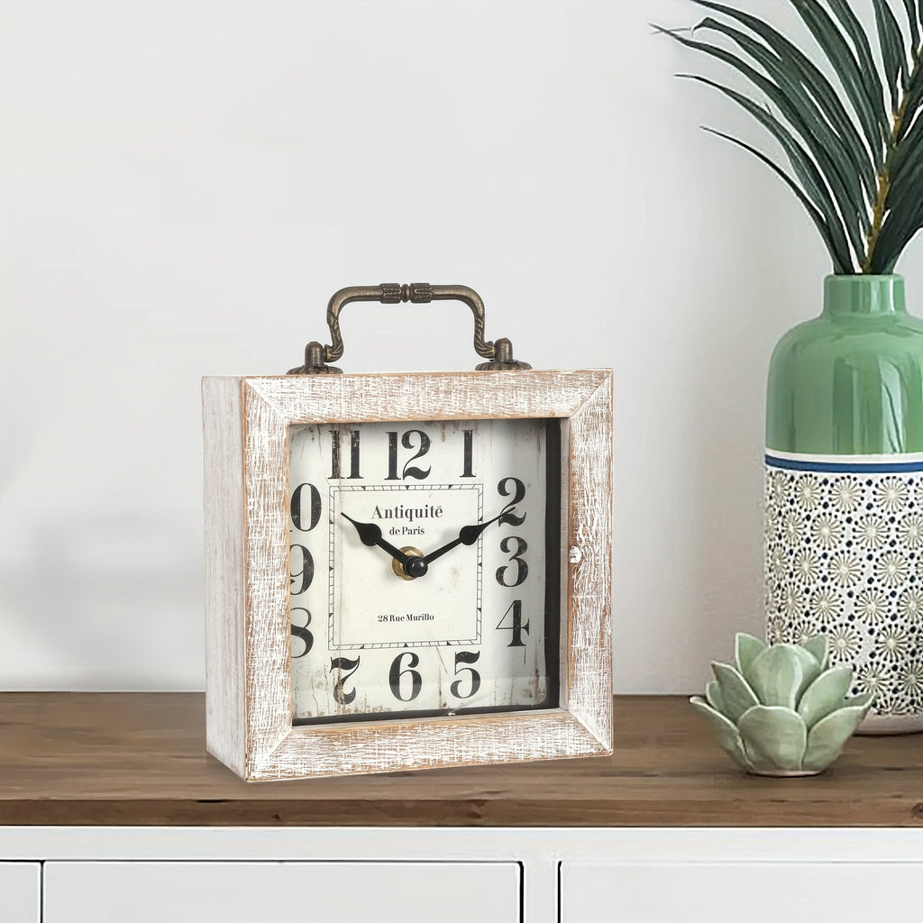 CABINCO - Horloge en Bois Rustique avec Couvercle en Verre pour Décoration Intérieure
