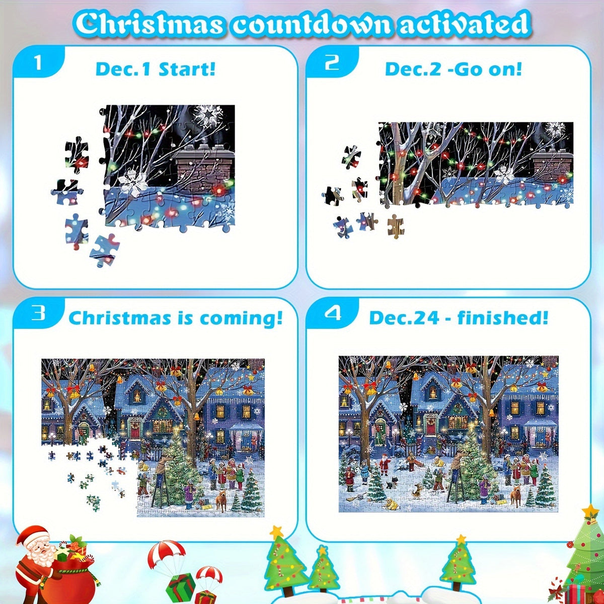 Calendrier de l'Avent Puzzle du Village de Noël Moderne