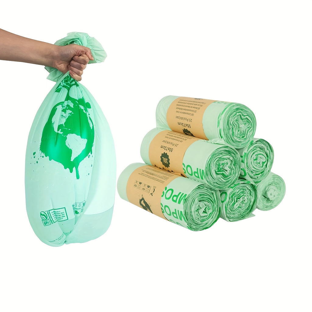 ECOBINZ - Sacs à déchets alimentaires compostables extra épais 6L/8L/10L/30L 3 Gallons, rouleau de 50/25 pièces