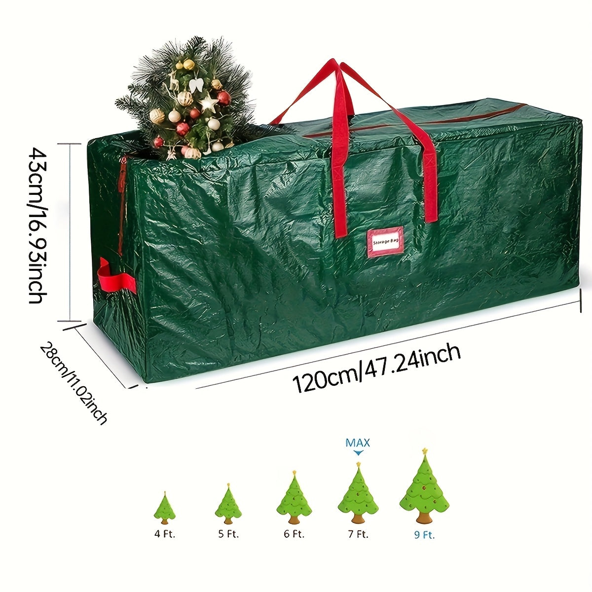 Grand sac de rangement pour arbres de Noël artificiels – Modèle TreeTote en polyester imperméable et résistant