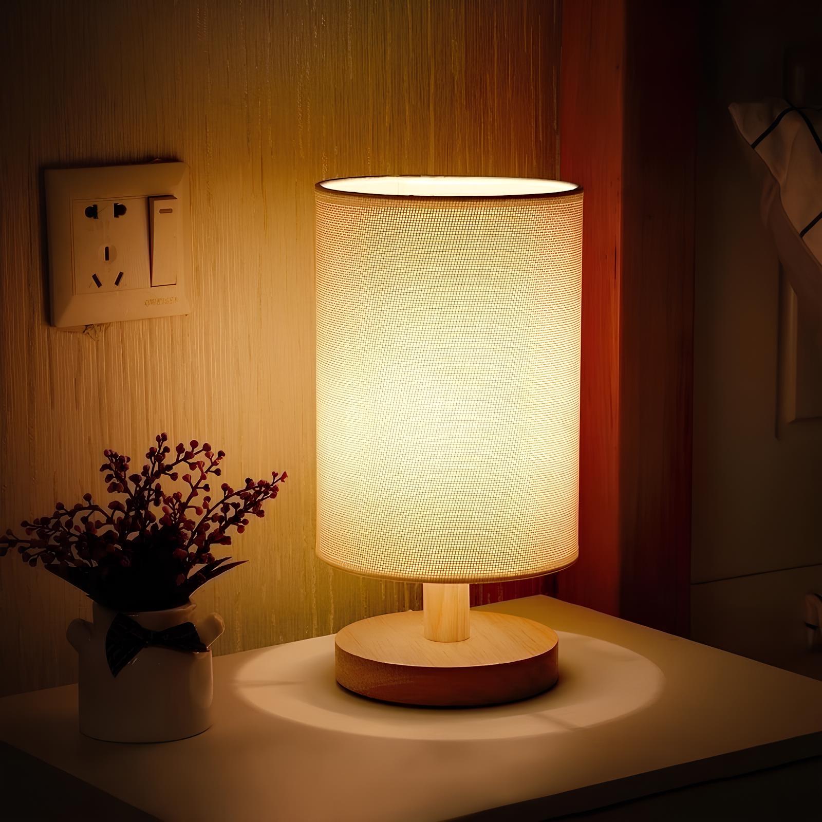 Aiko – Lampe de Table Organique en Bois & Lin avec Télécommande