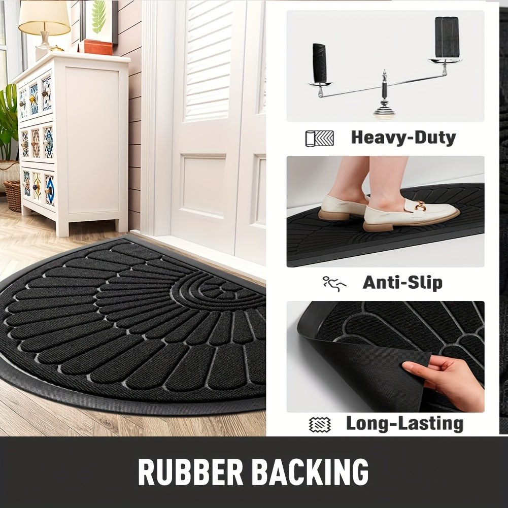 Tapis de Porte en Caoutchouc Durable - Design Arrondi pour Intérieur et Extérieur