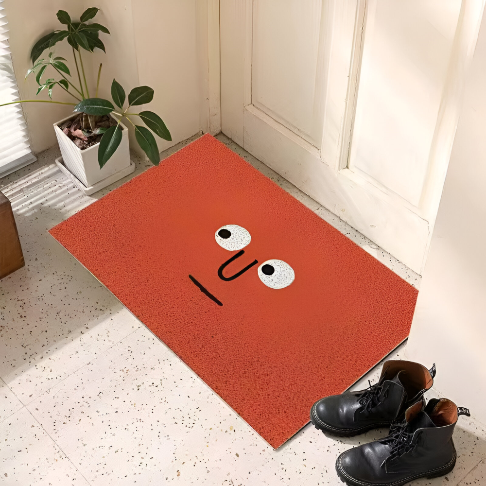 Tapis de porte en PVC antidérapant avec visage souriant