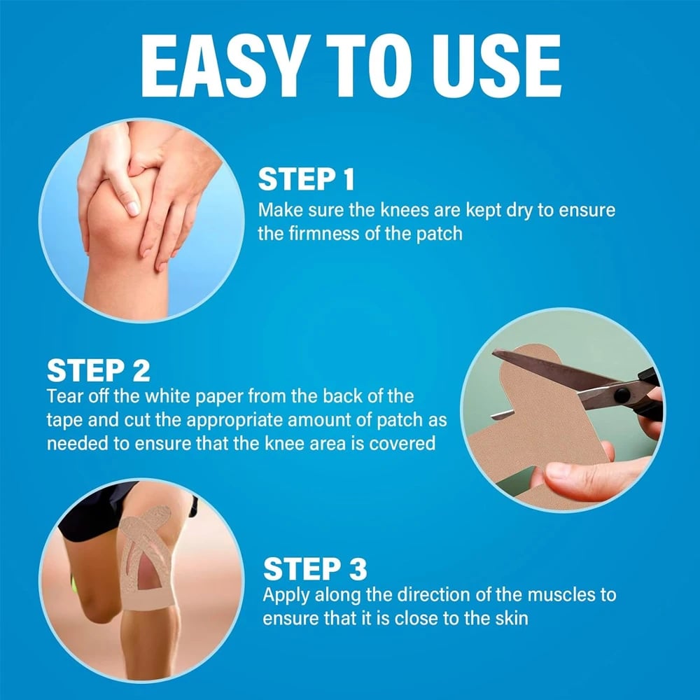 FlexiKnee – Bandes de Kinesio pré-découpées pour des mouvements sans douleur