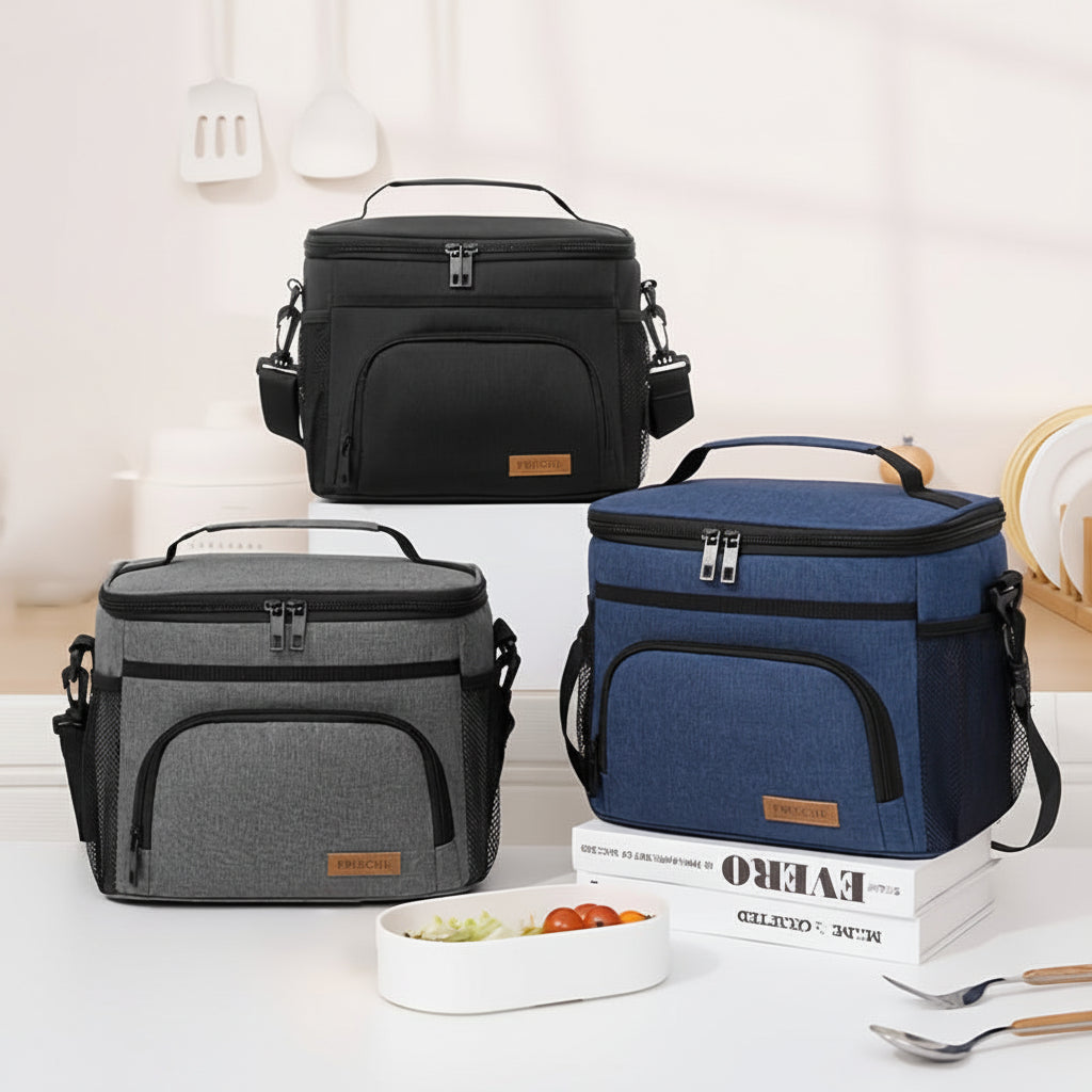 THERMOVIA - Grand Sac à Lunch Isolé avec Fermeture Éclair et Bandoulière Ajustable