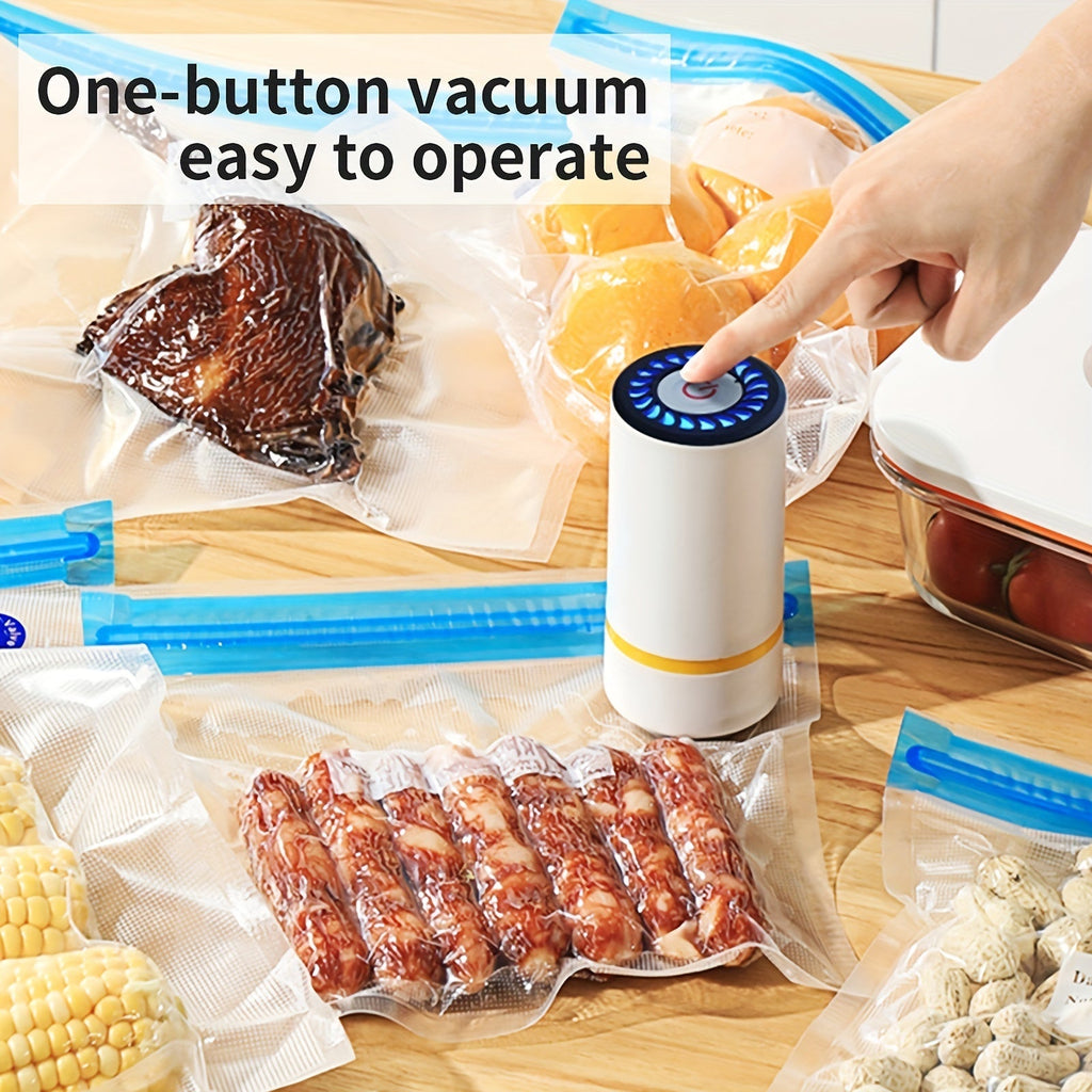 Skanto | Appareil de vide électrique portable avec sacs de conservation sous vide – Inclus 3 tailles (4x8,5", 3x11", 3x13,5"), sacs zip sous vide et pompe électrique