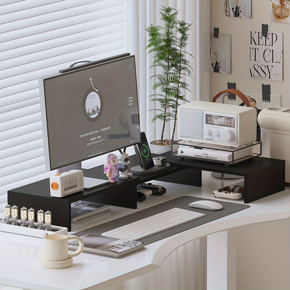 DUALDESK - Support de Moniteur Double Réglable avec Organisateur d'Ordinateur Portable et d'Accessoires
