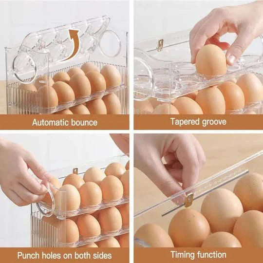 Rangement d’œufs pour frigo avec distribution facile