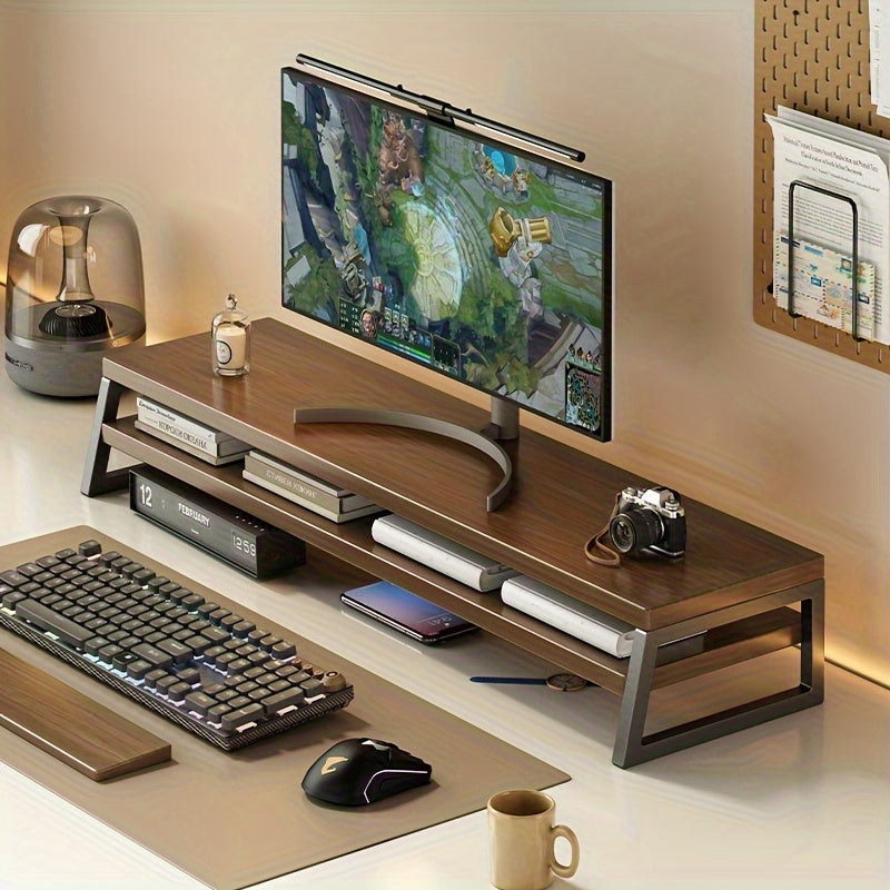 MODERNLIFT - Support de Moniteur en Bois Économiseur d'Espace avec Rangement, Cadre Métallique Durable