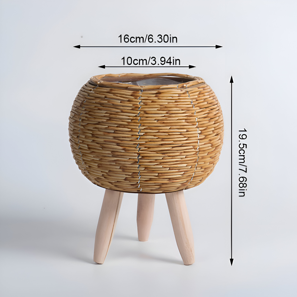 Pot en imitation rotin, panier décoratif pour fleurs