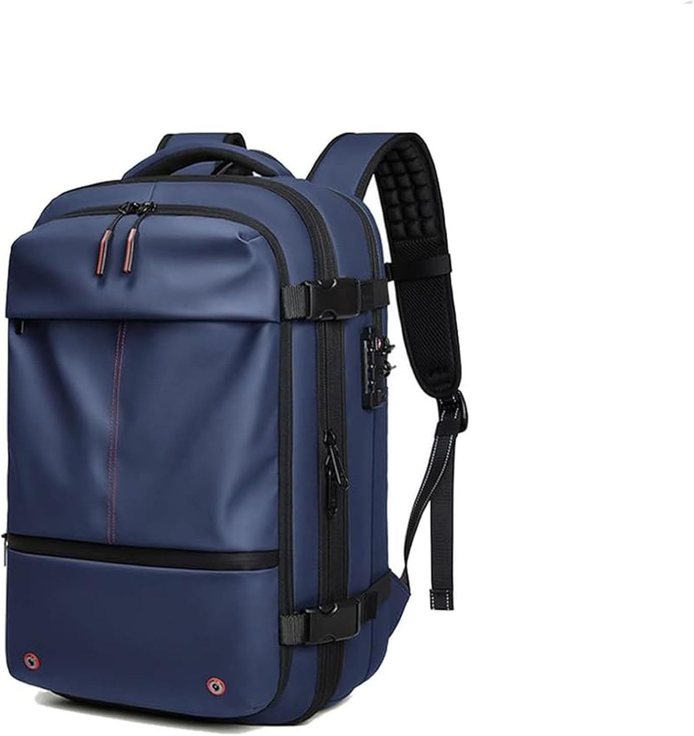 Sac à dos de voyage extensible avec fonction de compression, sécurité anti-vol et compartiment humide
