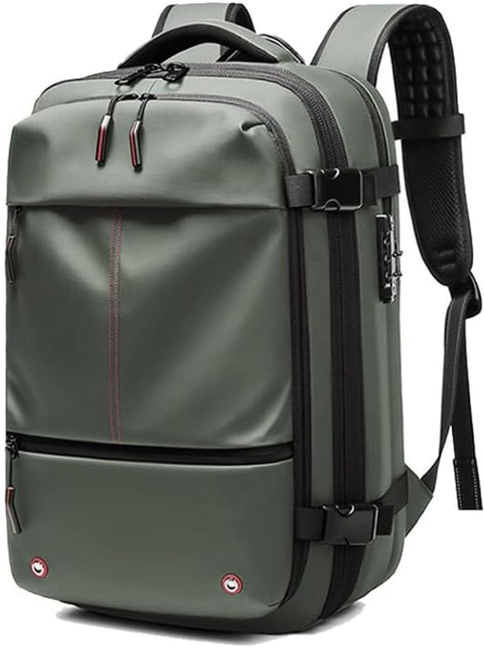 Sac à dos de voyage extensible avec fonction de compression, sécurité anti-vol et compartiment humide