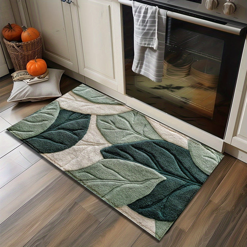 Tapis de Bain Feuilles – Absorbant, Doux et Confortable pour la Salle de Bain