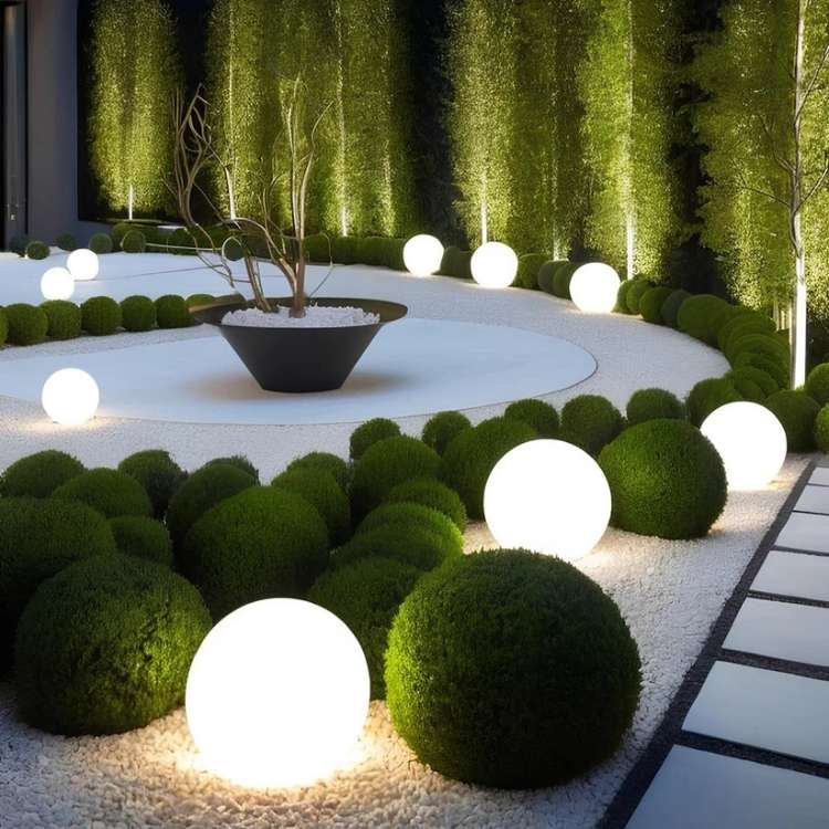 Lumière de Jardin Sphérique Écologique Illuminée