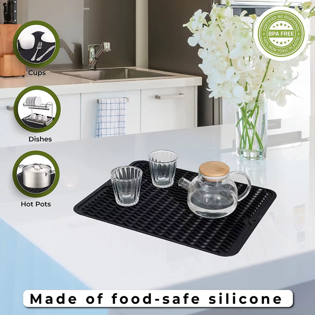 Tapis de séchage en silicone écologique - Utilisations multiples & résistant à la chaleur