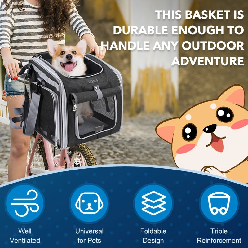 Panier de vélo extensible pour animaux de compagnie – Confortable et sûr pour les petits chiens et chats