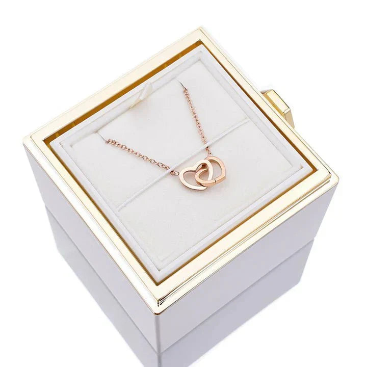 Boîte de Rose Éternelle avec Collier