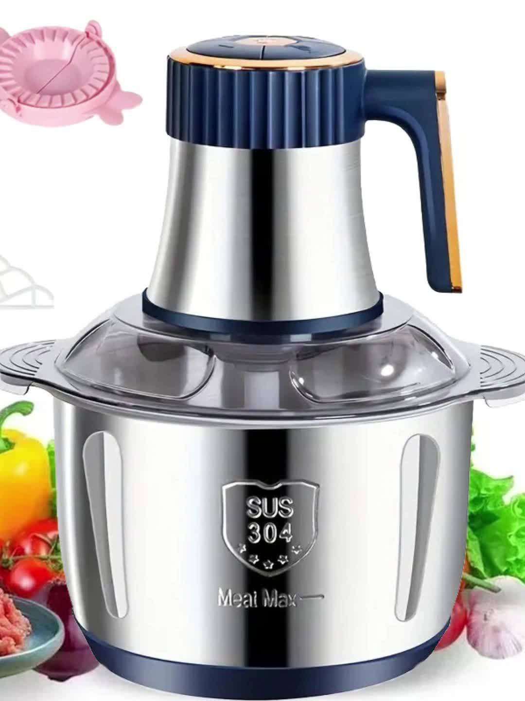 Hachoir à Viande et Coupe-Légumes en Acier Inoxydable Puissant – Robot de Cuisine Multifonction