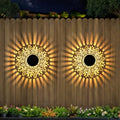 Set de lampes murales Solviora à énergie solaire avec 2 pièces | Design en fer avec motifs de pivoine | 28 cm de hauteur