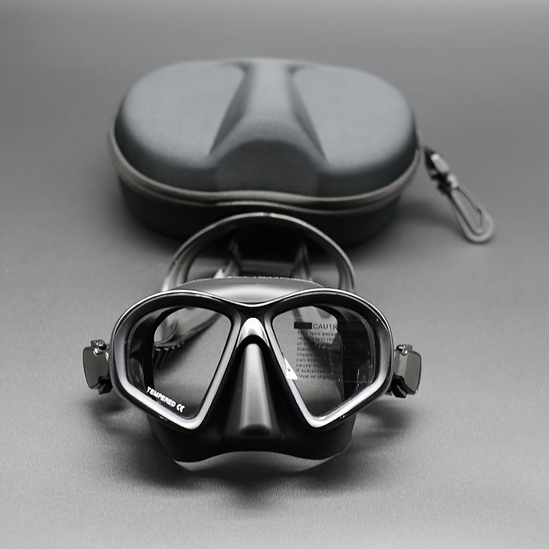 Masque de Plongée en Verre Trempé avec Étui de Rangement - Lunettes de Plongée avec Anti-Buée et Fixation pour Caméra