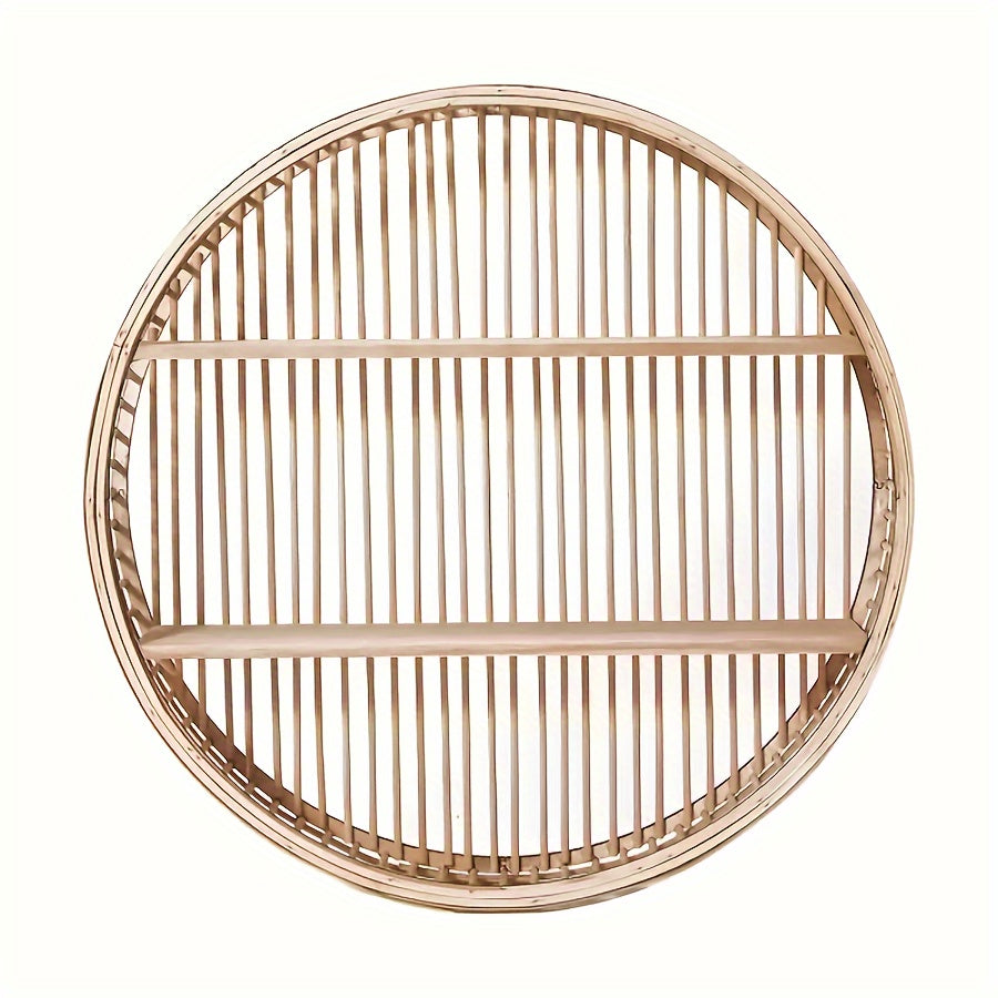 Étagère Murale en Bambou Fait Main - Design Rond Unique pour un Rangement Stylé