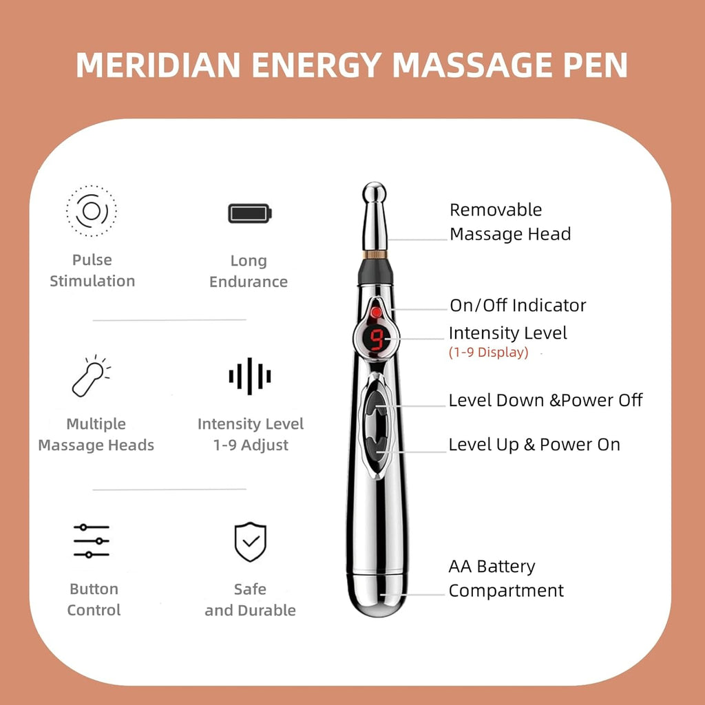 PEN D'ACUPUNCTURE ÉLECTRONIQUE - STYLO DE MASSAGE ÉNERGÉTIQUE DES MÉRIDIENS POUR LE SOULAGEMENT DE LA DOULEUR
