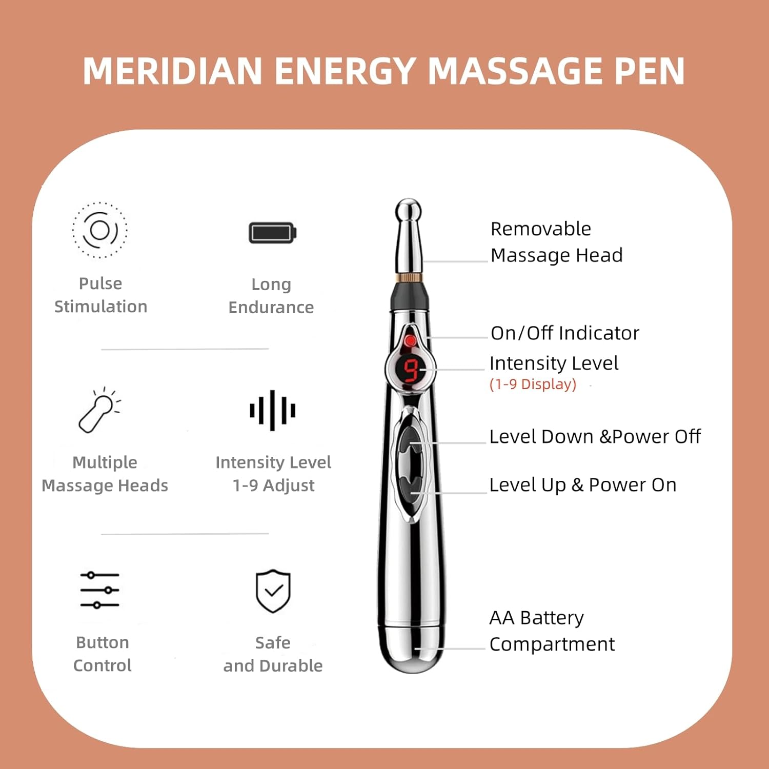 PEN D'ACUPUNCTURE ÉLECTRONIQUE - STYLO DE MASSAGE ÉNERGÉTIQUE DES MÉRIDIENS POUR LE SOULAGEMENT DE LA DOULEUR