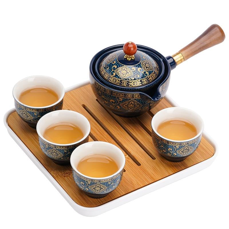 Ensemble de Théière Japonaise en Céramique Rotative avec Infuseur