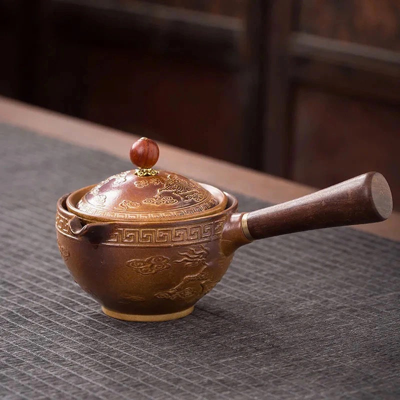 Ensemble de Théière Japonaise en Céramique Rotative avec Infuseur