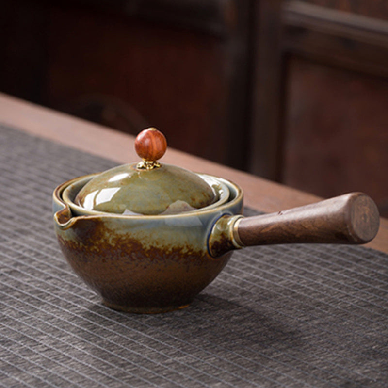Ensemble de Théière Japonaise en Céramique Rotative avec Infuseur