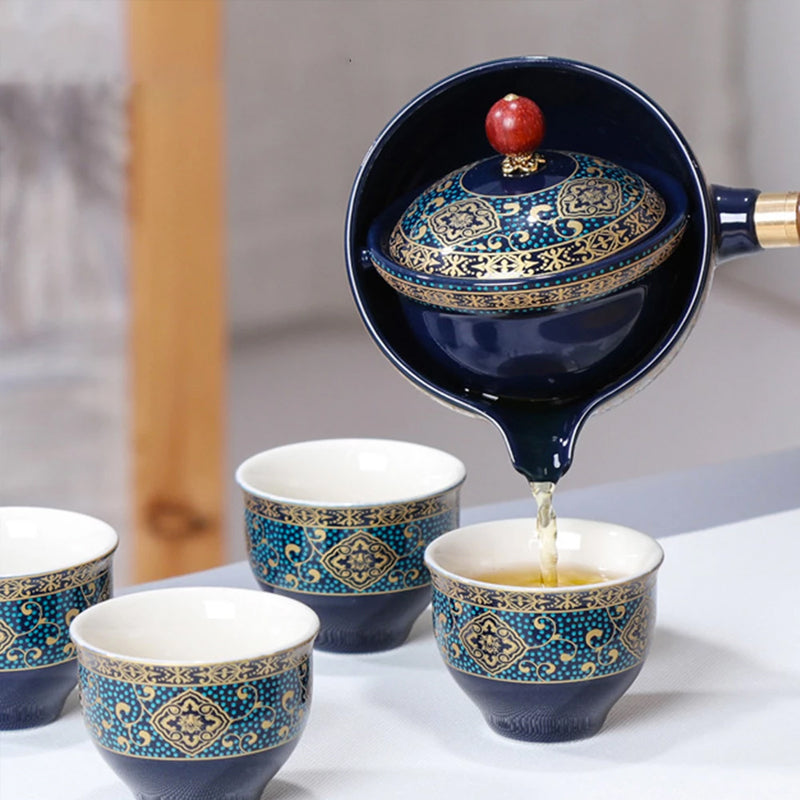 Ensemble de Théière Japonaise en Céramique Rotative avec Infuseur
