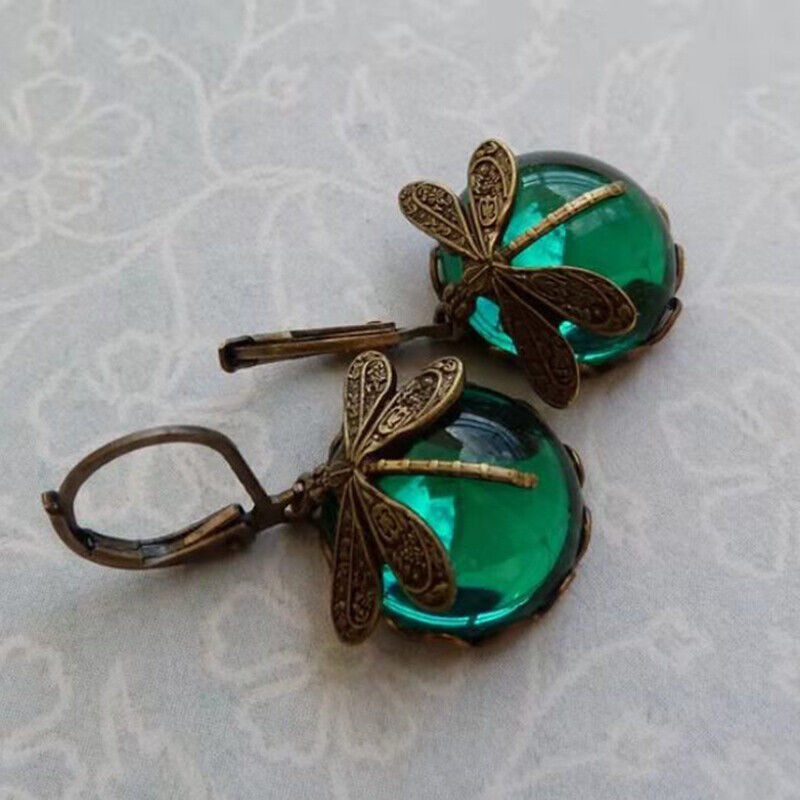 Boucles d'oreilles pendantes en pierre de lune libellule élégante
