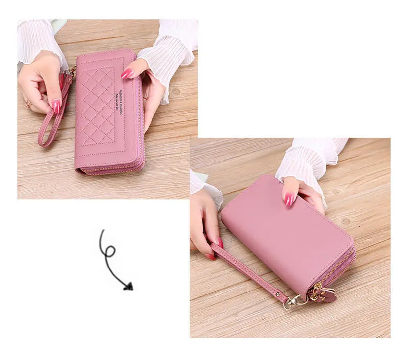 Pochette Élégante à Double Zip pour Femmes – Portefeuille Chic et Organisé