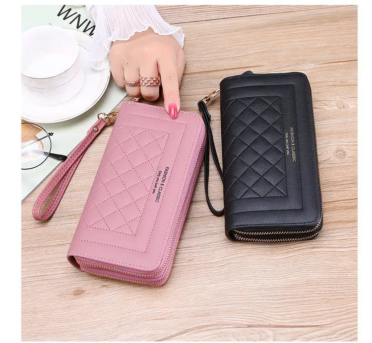 Pochette Élégante à Double Zip pour Femmes – Portefeuille Chic et Organisé