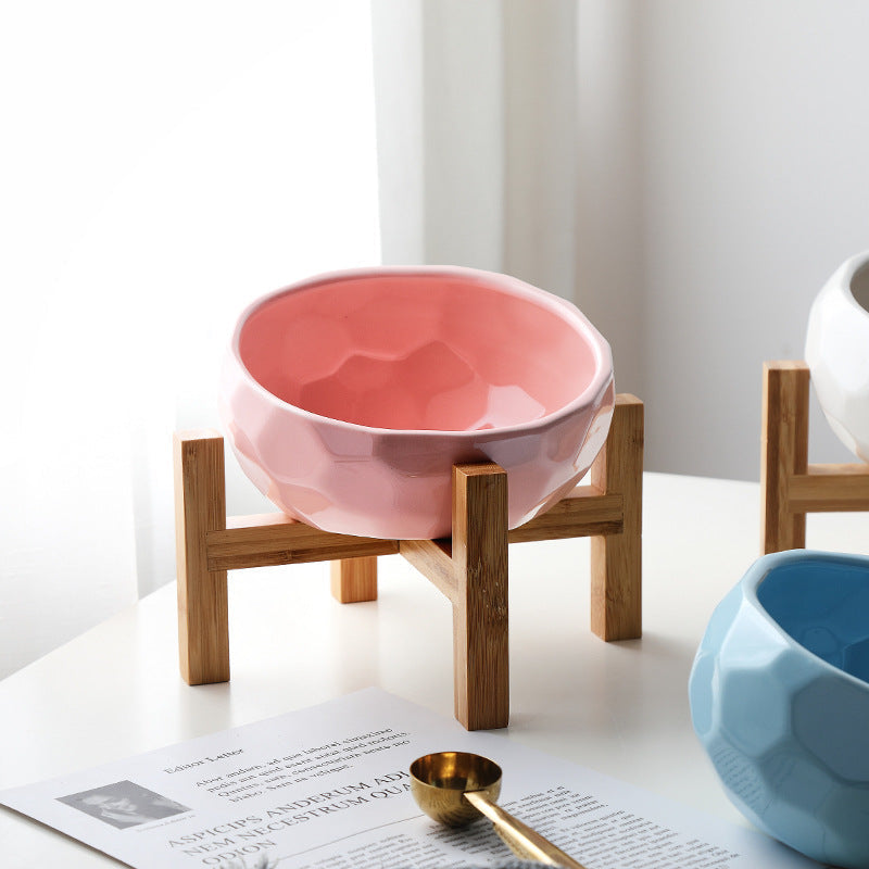Bol Élevé Ergonomique pour Animaux de Compagnie avec Support en Bois Antidérapant
