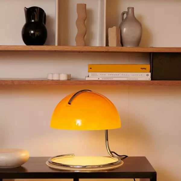 Lampe de table postmoderne en métal et verre