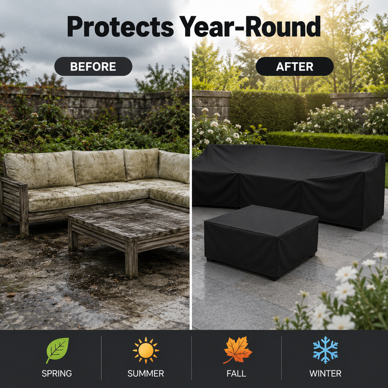 EVERDRAPE - Housse de mobilier avec protection UV et pluie pour mobilier de jardin