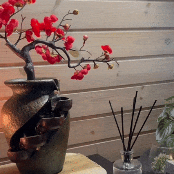 Vase d'Eau Zen Blossom - Décoration Bonzaï Apaisante avec Fontaine