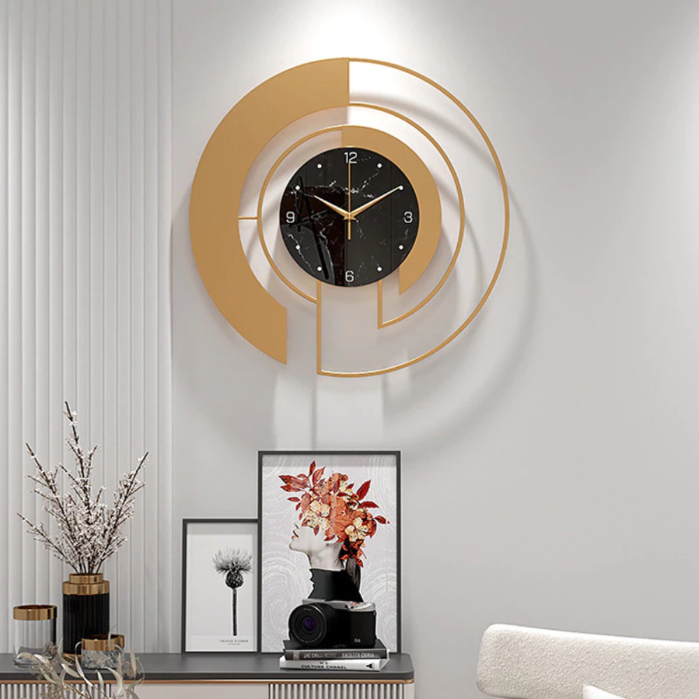 Horloge murale moderne en métal design en verre mouvement silencieux