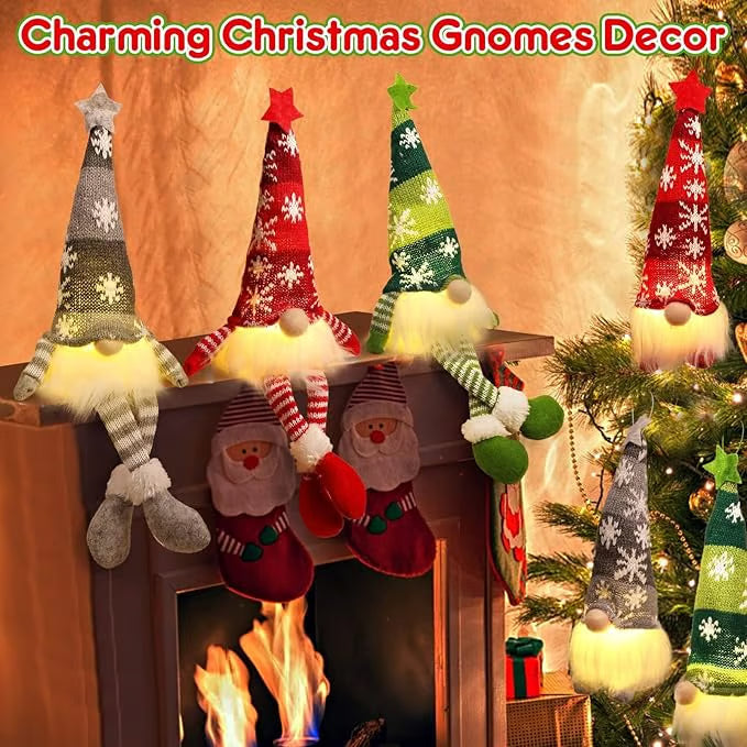 Lutin de Noël avec lumière LED | Figurine décorative faite à la main | Design nordique