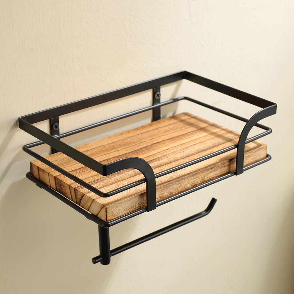 Étagère à serviettes murale en métal – rangement pour la salle de bain