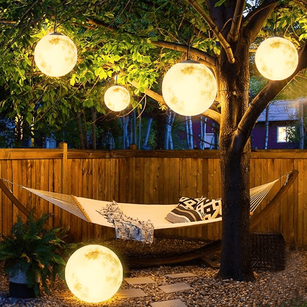 Lampe de Jardin en Forme de Lune - Éclairage d'Extérieur Ambiance