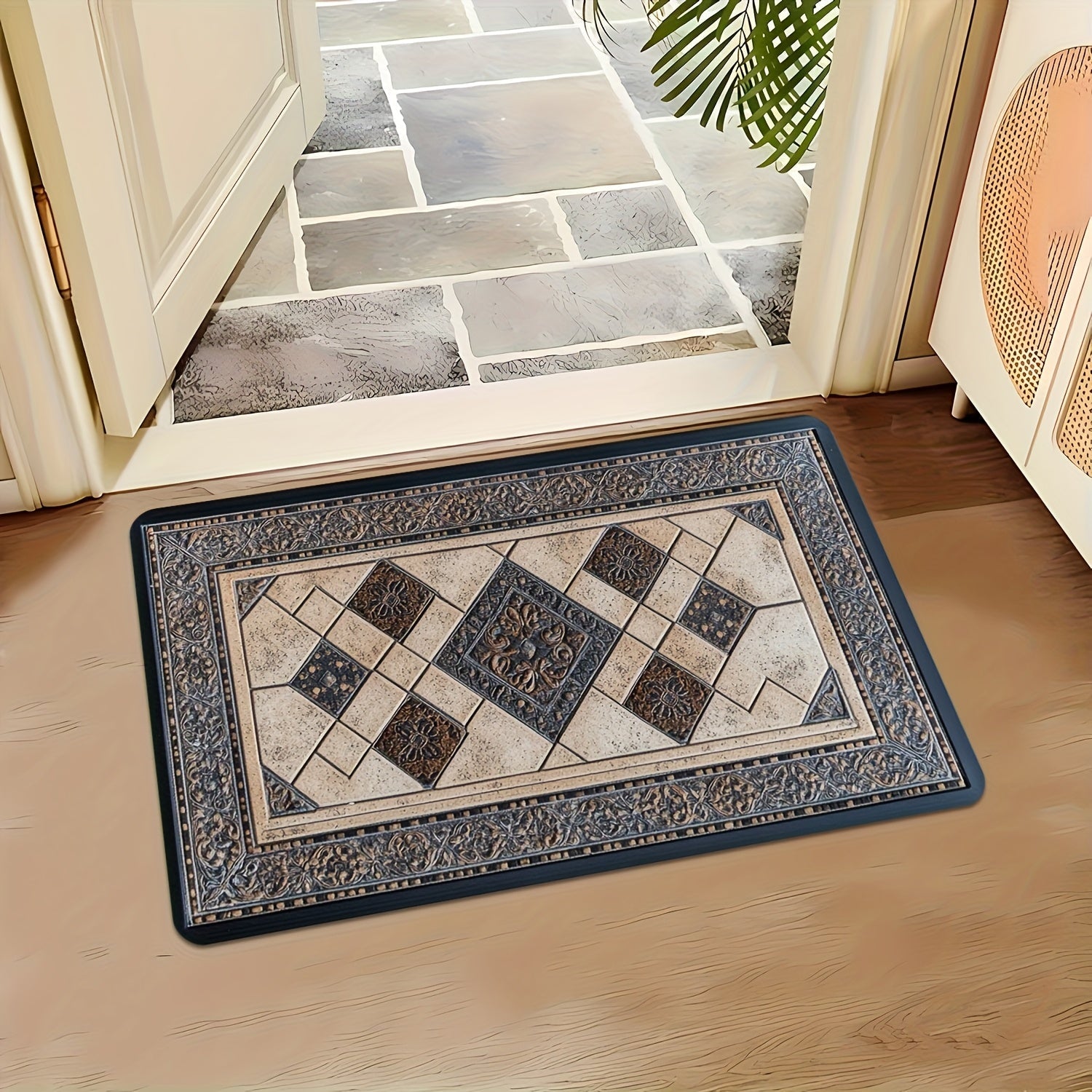 STYLEHAVEN - Tapis d'entrée géométrique lavable en machine