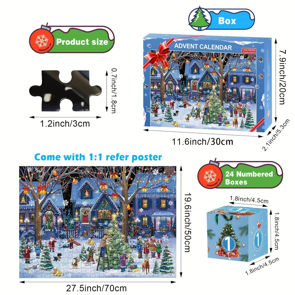 Calendrier de l'Avent Puzzle du Village de Noël Moderne