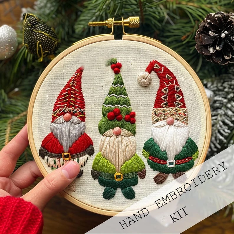 Ensemble de broderie de Noël DIY | Kit complet pour décoration faite maison | 20 cm